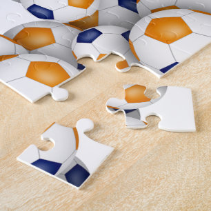 Blauorange-Mannschaft färbt Jungs-Fußball Puzzle