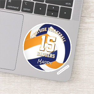 Blauorange Mannschaftsfarbe Volleyballspieler Aufkleber