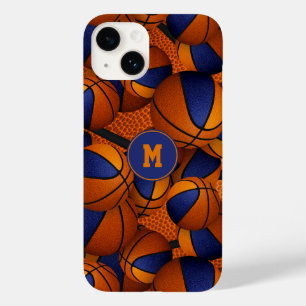 Blauorange Mannschaftsfarben Basketballsportmuster Case-Mate iPhone 14 Hülle