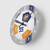 Blauorange Mannschaftsfarben Varianzstreifen Fußba Runde Wanduhr (Winkel)
