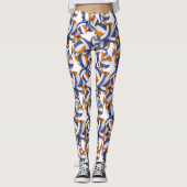 Blauorange Mannschaftsfarben Volleyballs Muster Leggings (Vorderseite)