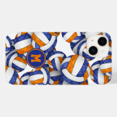 Blauorange mit Monogramm Gürtelkugeln Case-Mate iPhone Hülle (Rückseite (Horizontal))
