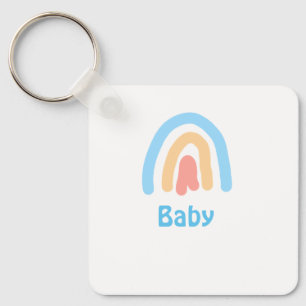 Blauorange Regenbogen-Baby mit Namenstext Schlüsselanhänger