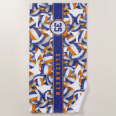 Blauorange Volleyball-Team Farben Geschenke Strandtuch (Vorderseite)