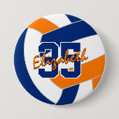 Blauorange Volleyballmannschaft Button (Vorderseite)