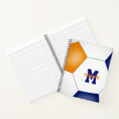 Blauorangefarben der Fußballmannschaft mit Monogra Notizblock (Innenseite)