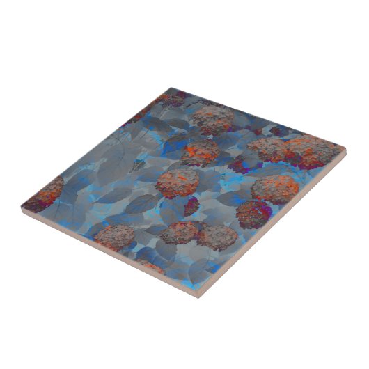 Blauorangefarbene Blume Fliese (Seite)