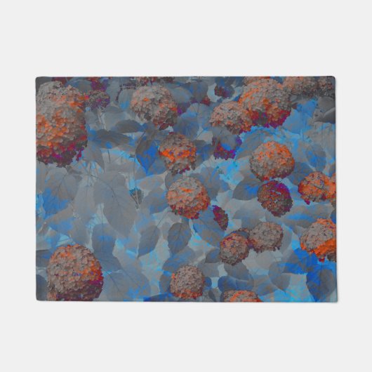 Blauorangefarbene Blume Fußmatte (Vorderseite)