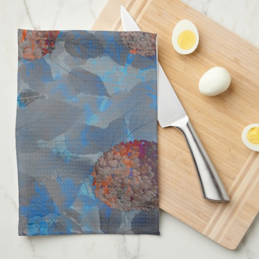 Blauorangefarbene Blume Geschirrtuch (Viertel Falte)