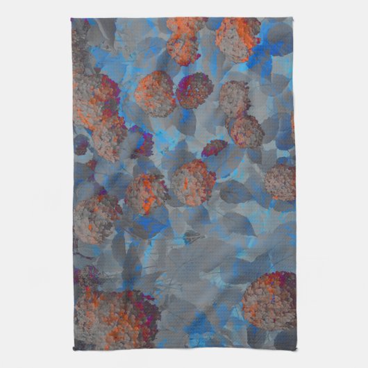 Blauorangefarbene Blume Geschirrtuch (Vertikal)