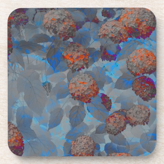 Blauorangefarbene Blume Getränkeuntersetzer (Vorderseite)