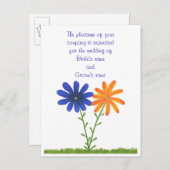 Blauorangefarbene Blume Hochzeitsreise Postkarten (Vorne/Hinten)