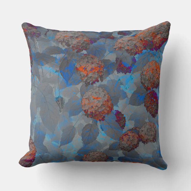Blauorangefarbene Blume Kissen (Vorderseite)