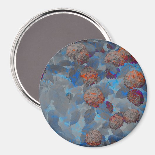 Blauorangefarbene Blume Magnet (Vorderseite/Rückseite)
