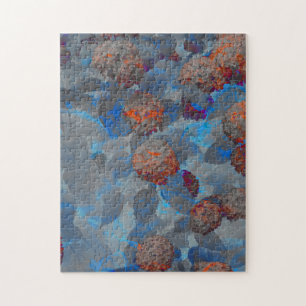 Blauorangefarbene Blume Puzzle