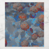 Blauorangefarbene Blume Weinetikett (Einzelnes Label)