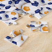 Blauorangefarbene Fußballmannschaft farbenfroh Jun Puzzle (Seite)
