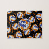 Blauorangemädchen I Liebe volleyball personalisier Puzzle (Horizontal)