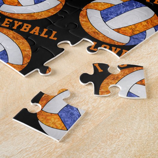 Blauorangemädchen I Liebe volleyball personalisier Puzzle (Seite)
