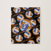 Blauorangemädchen I Liebe volleyball personalisier Puzzle (Vertikal)