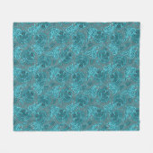 Blaupaisley-Damast-Blumenmuster Fleecedecke (Vorderseite (Horizontal))