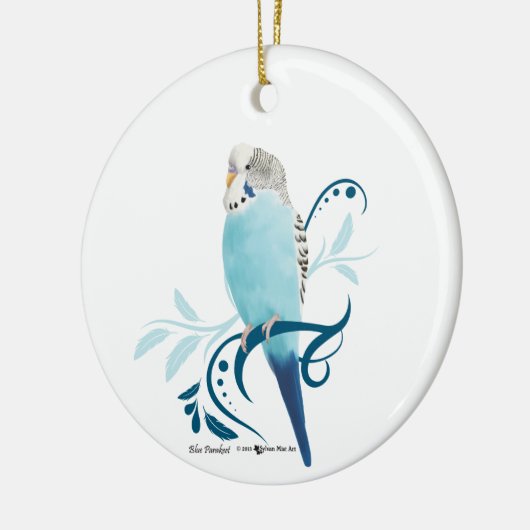 Blauparakeet Keramik Ornament (Links)