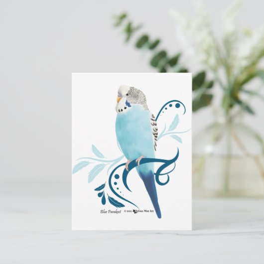 Blauparakeet Postkarte (Stehend Vorderseite)