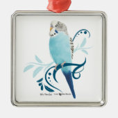 Blauparakeet Silbernes Ornament (Vorne)