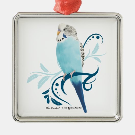 Blauparakeet Silbernes Ornament (Vorne)