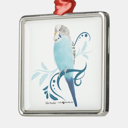 Blauparakeet Silbernes Ornament (Links)