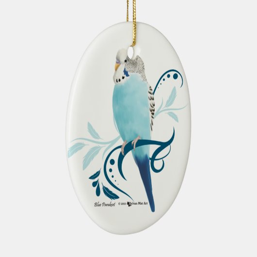 Blauparakeet Silbernes Ornament (Rechts)