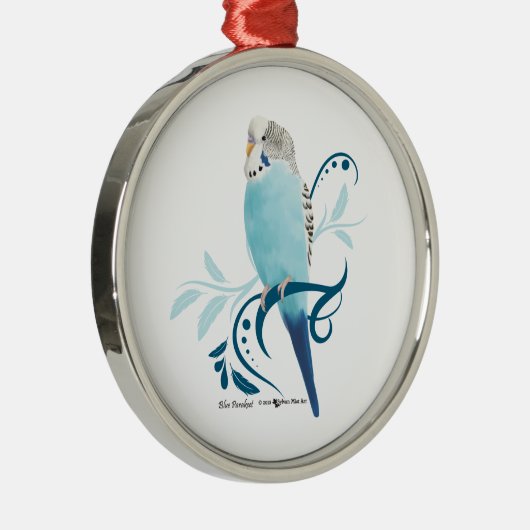 Blauparakeet Silbernes Ornament (Rechts)