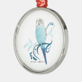 Blauparakeet Silbernes Ornament (Links)