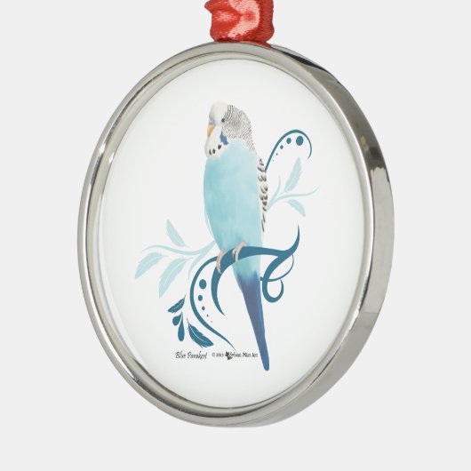 Blauparakeet Silbernes Ornament (Links)