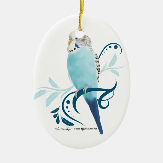 Blauparakeet Silbernes Ornament (Vorne)