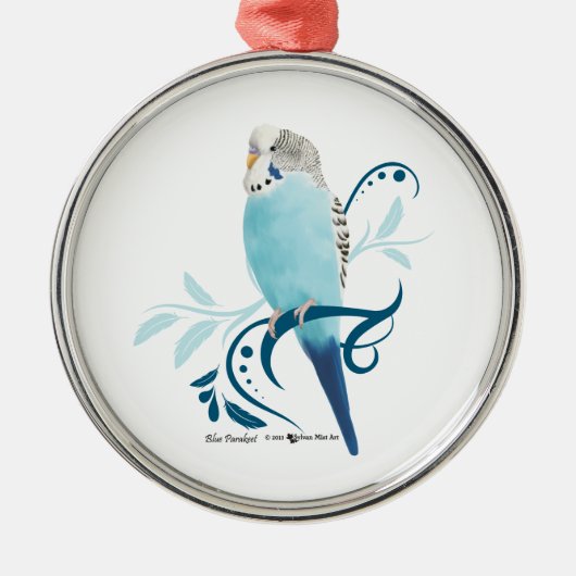 Blauparakeet Silbernes Ornament (Vorne)