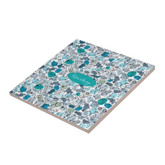 Blaupastellbrust Fliese (Seite)