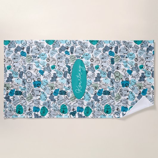 Blaupastellbrust Strandtuch (Vorderseite)