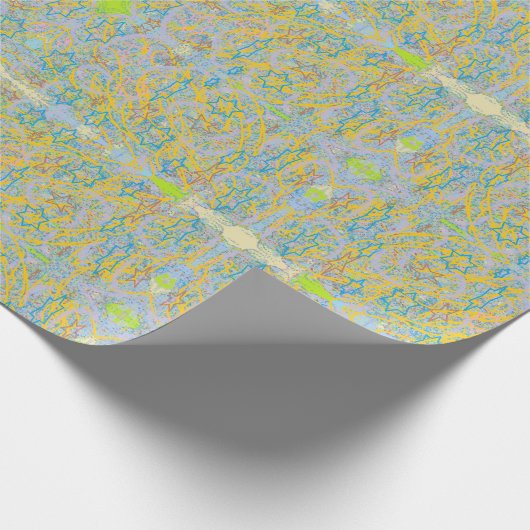 Blaupastellsterne abstrakte Spiegelmuster Geschenkpapier (Ecke)