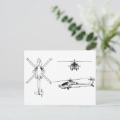 Blaupause AH-64 Postkarte (Stehend Vorderseite)