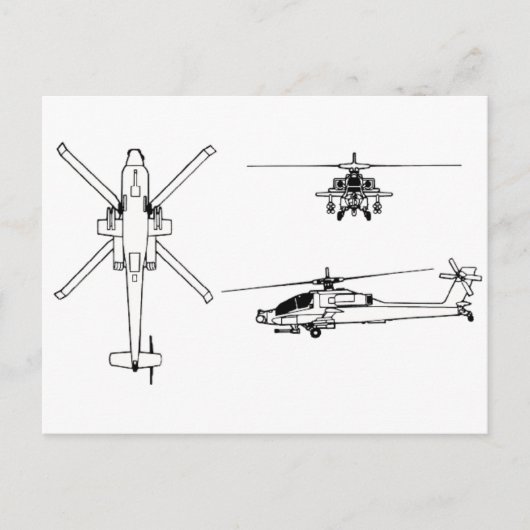 Blaupause AH-64 Postkarte (Vorderseite)