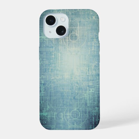 Blaupause - Blaues Ästhetik-Design iPhone 15 Hülle (Rückseite)