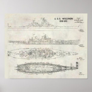 Blaupause der USS Wisconsin Poster