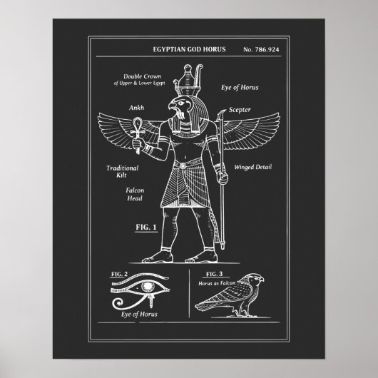 Blaupause des ägyptischen Gottes Horus Poster (Vorne)