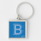 Blaupause-Monogramm Buchstabe B Schlüsselanhänger (Vorne)