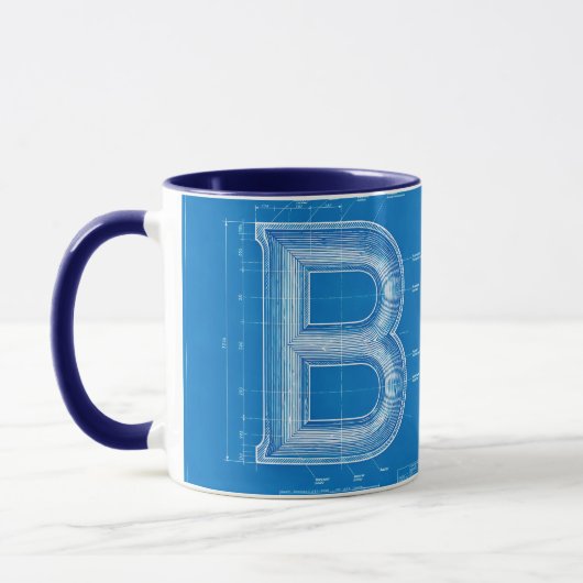 Blaupause-Monogramm Buchstabe B Tasse (Links)