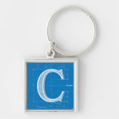 Blaupause-Monogramm Buchstabe C Schlüsselanhänger (Vorne)