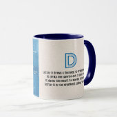 Blaupause-Monogramm Buchstabe D Tasse (VorderseiteRechts)