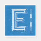 Blaupause-Monogramm Buchstabe E Serviette (Vorderseite)