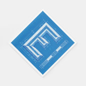 Blaupause-Monogramm Buchstabe E Serviette (Ecke)